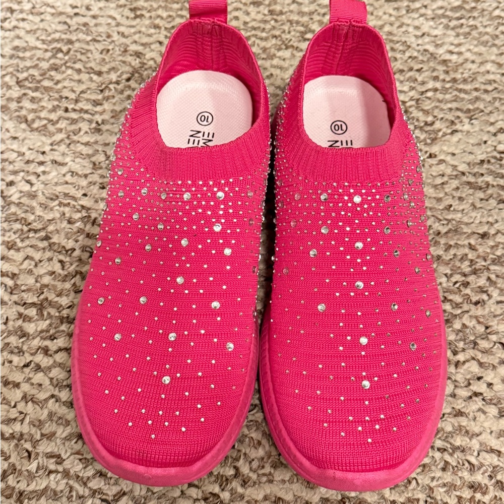 Girls' Hot Pink Slip-On Sparkle Sneakers -